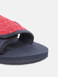 YK Kids Red & Navy Blue Self-Design Velcro Sliders