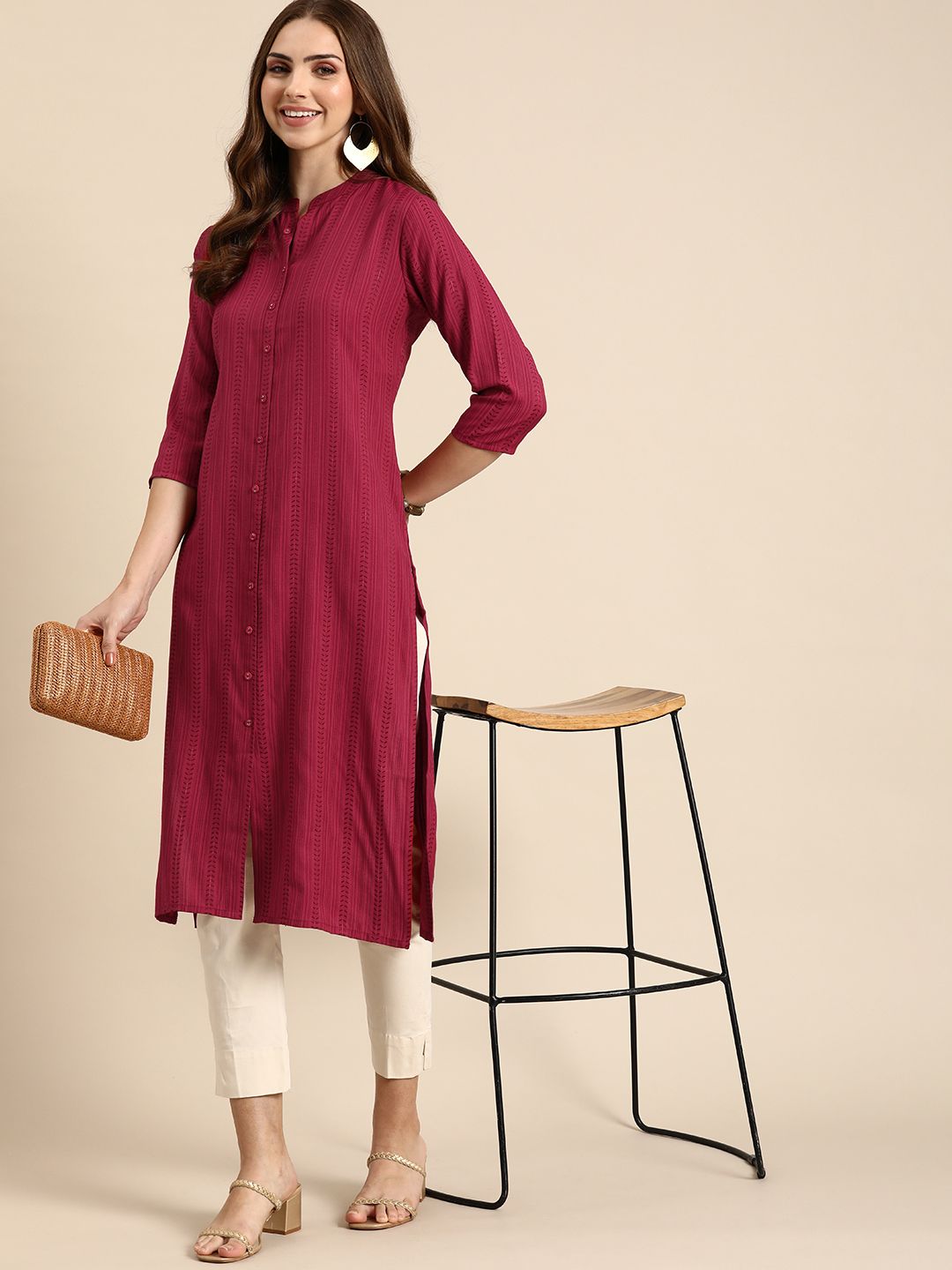 Anouk Women Geometric Woven Design Kurta