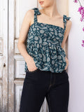 DressBerry Fetish Glam Floral Printed Tie-Up Straps Gathers A-Line Top