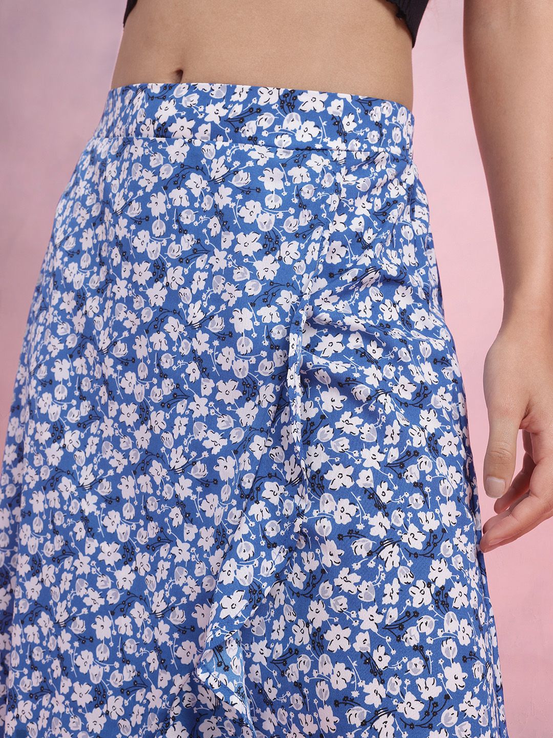 DressBerry Floral Print Ruffled Tulip Skirt