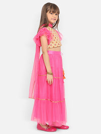 Nauti Nati Girls Embellished Mirror Work Ready to Wear Lehenga & Blouse With Dupatta