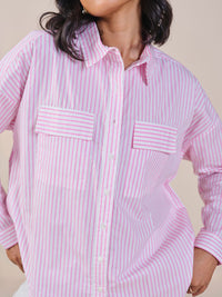 AND Striped Shirt Style Cotton Top