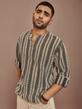 Powerlook Striped Kurta Style Full Sleeves Shirt