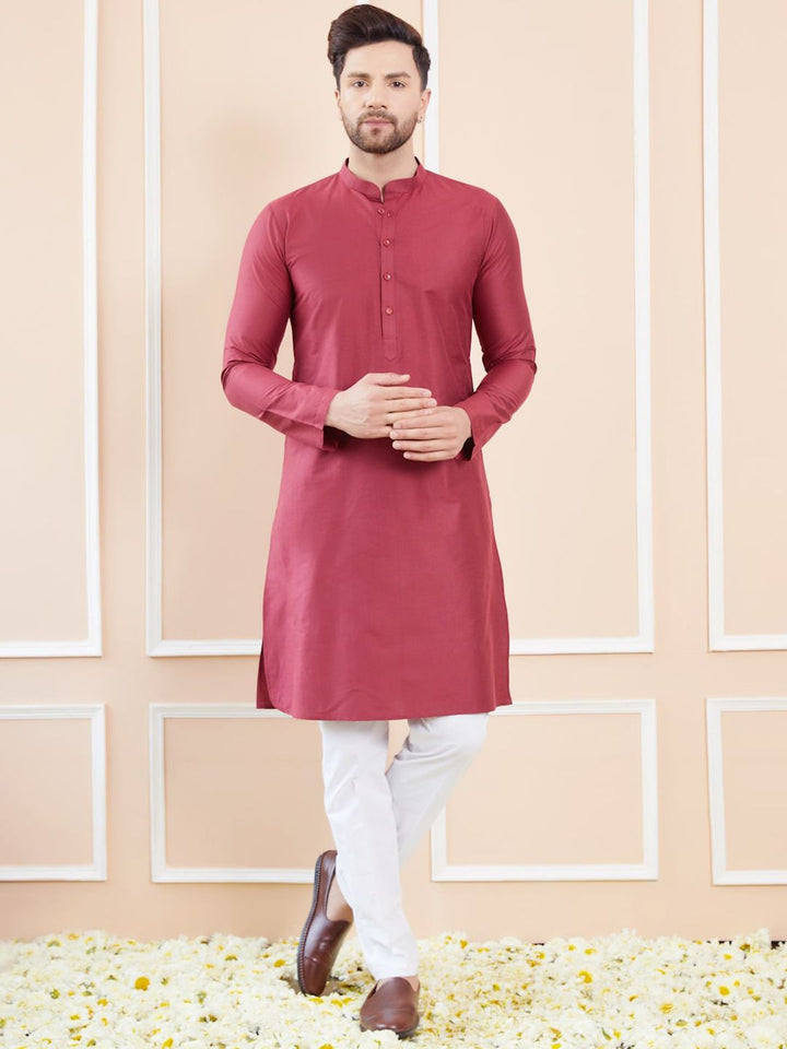See Designs Mandarin Collar Long Sleeves Thread Work Cotton Kurta