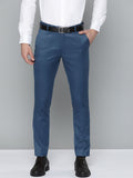 DENNISON Men Blue Solid Smart Auto Fit Waist Formal Trousers