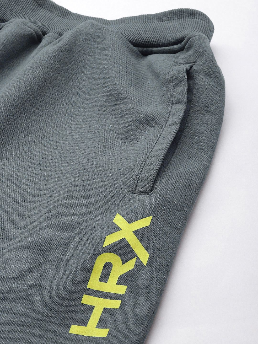 HRX By Hrithik Roshan Training Men Pewter Bio-Wash Brand Carrier Track Pants