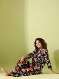 SANSKRUTIHOMES Floral Printed Pure Cotton Night suit