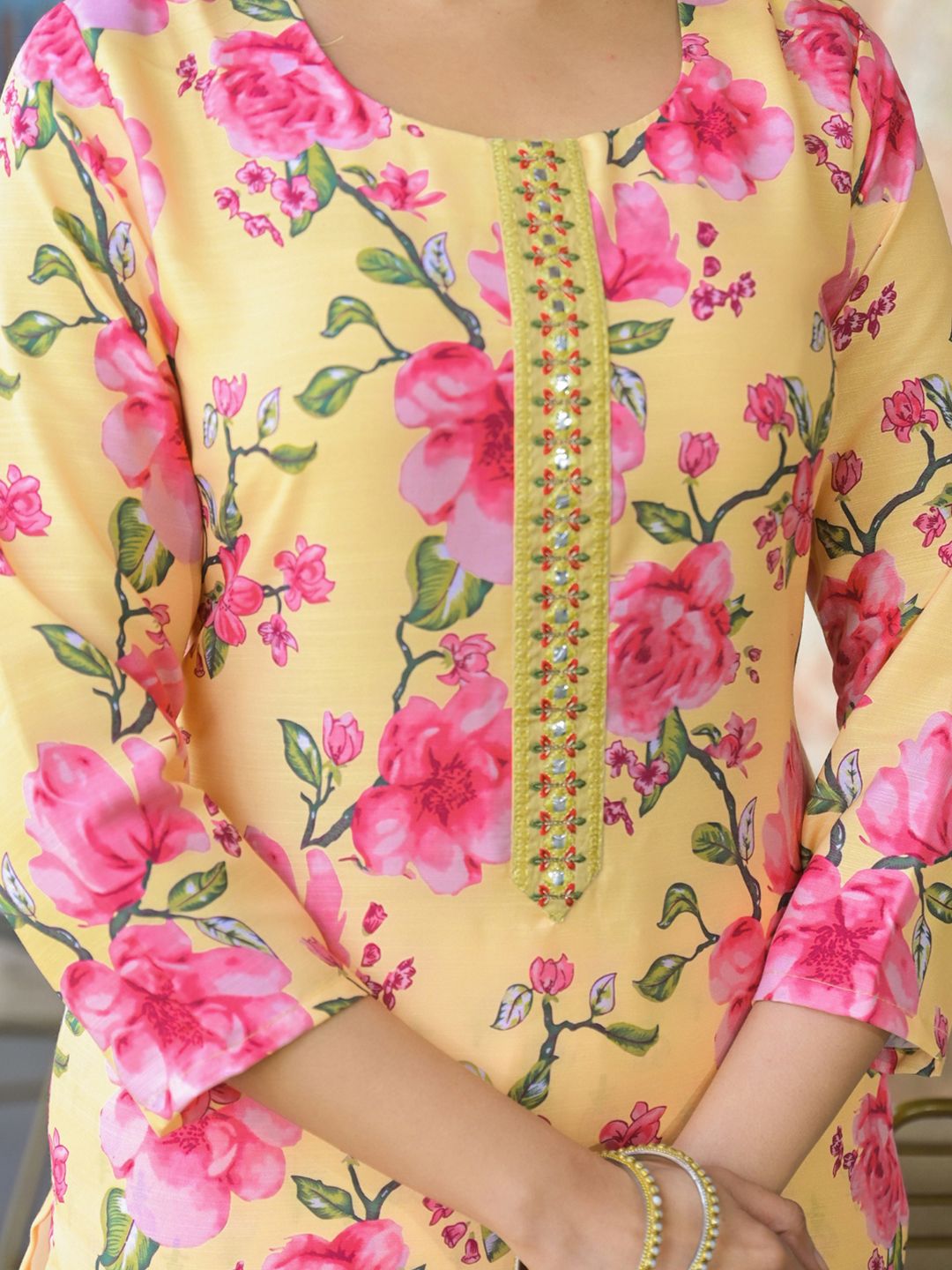 KALINI Floral Printed Straight Kurta With Trouser And Dupatta