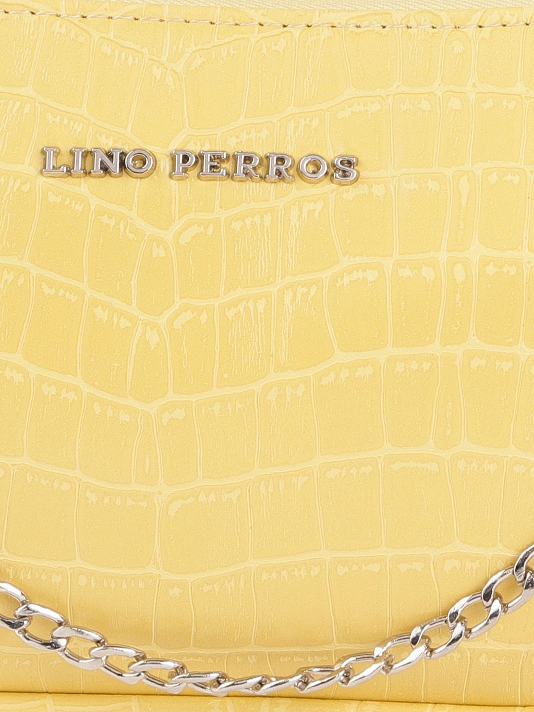 Lino Perros Yellow Croc Textured Baguette Bag