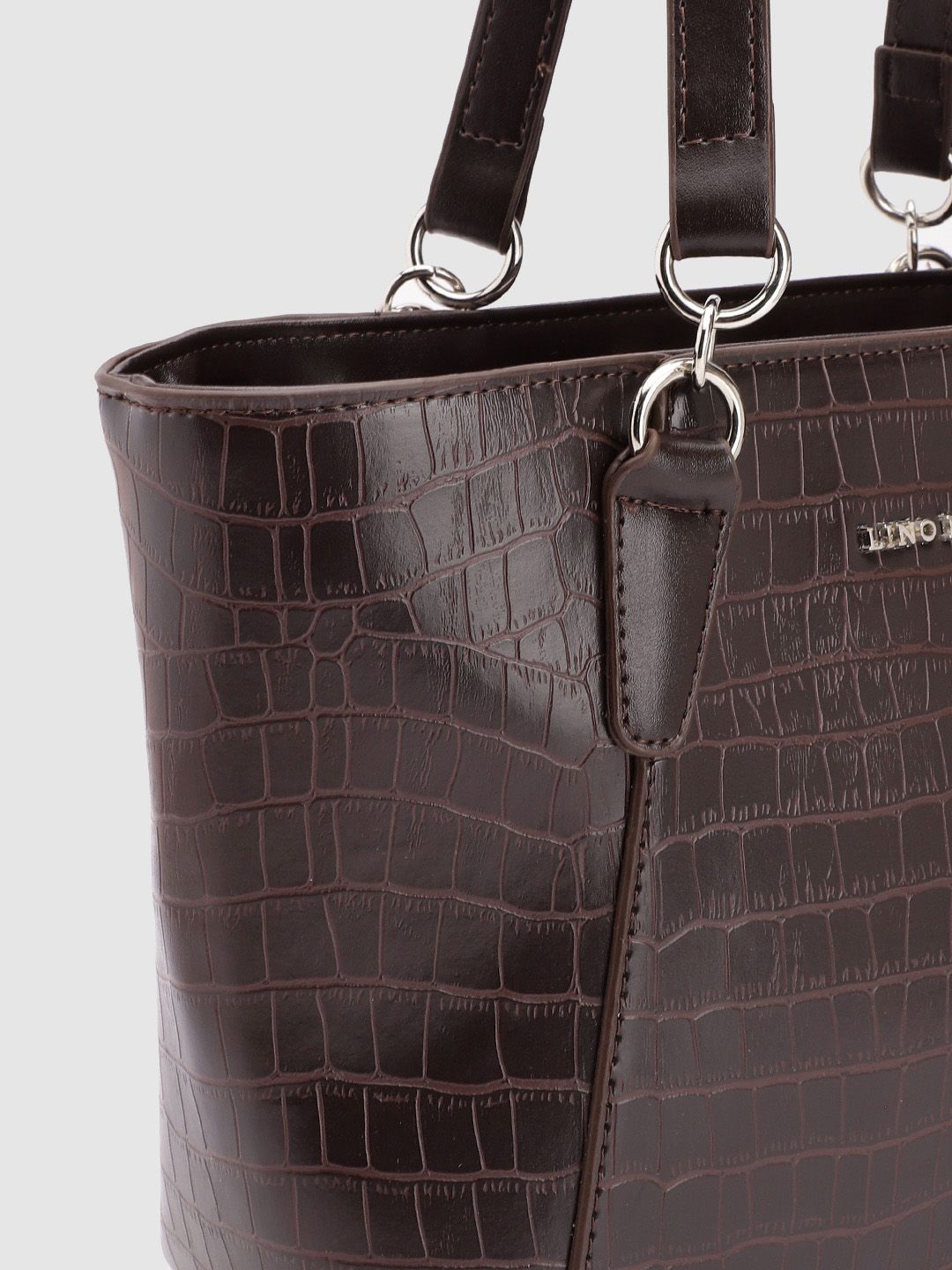 Lino Perros Croc Textured Structured Shoulder Bag
