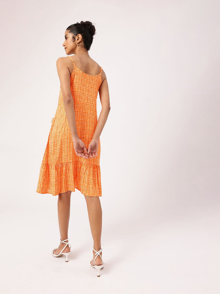 DressBerry Boho Edgy Core Shoulder Straps Checks A-line Dress