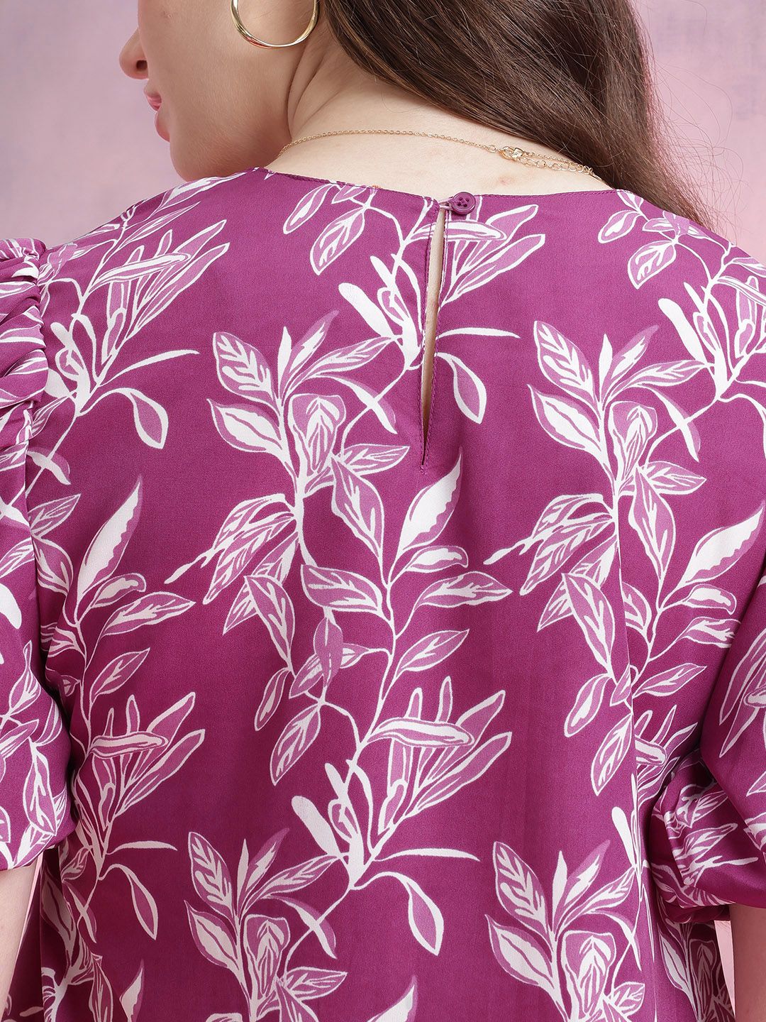 DressBerry Floral Print Puff Sleeve Dress