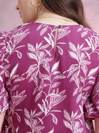 DressBerry Floral Print Puff Sleeve Dress