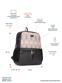 ZOUK Agra Floral Printed Vegan Leather Backpack With Compression Straps-Up to 16 inch