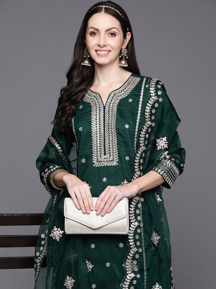 Indo Era Women Ethnic Motifs Embroidered Gotta Patti Kurta with Trousers & Dupatta