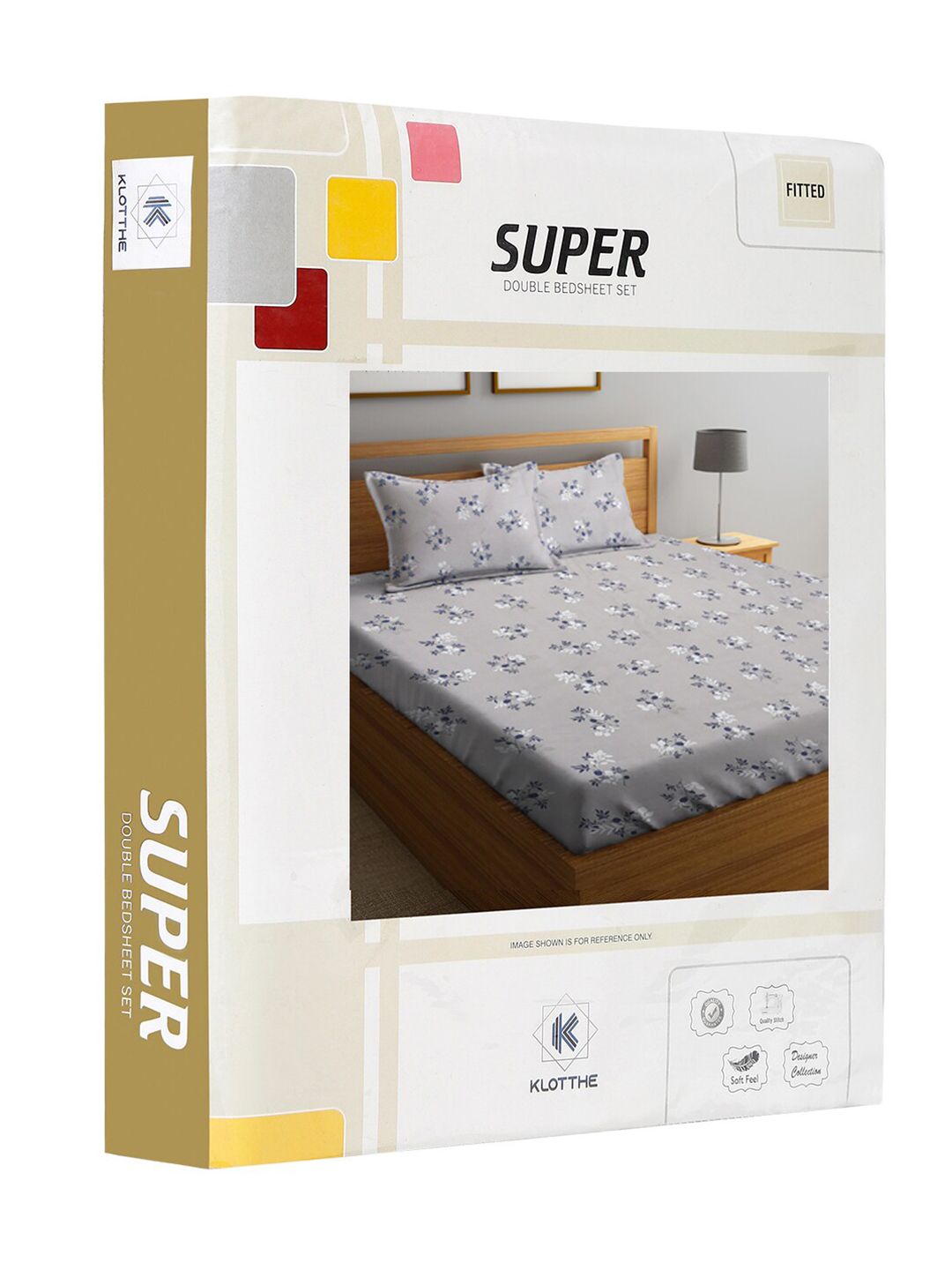 KLOTTHE Floral Printed 300 TC Fitted King Bedsheet with 2 Pillow Covers