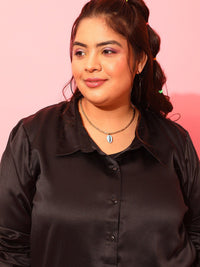 CURVY STREET Black Classic Opaque Casual Shirt