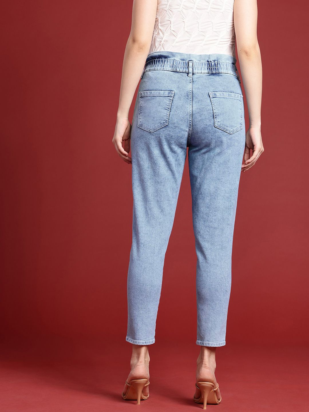 all about you Women Mom Fit High-Rise Light Fade Stretchable Jeans