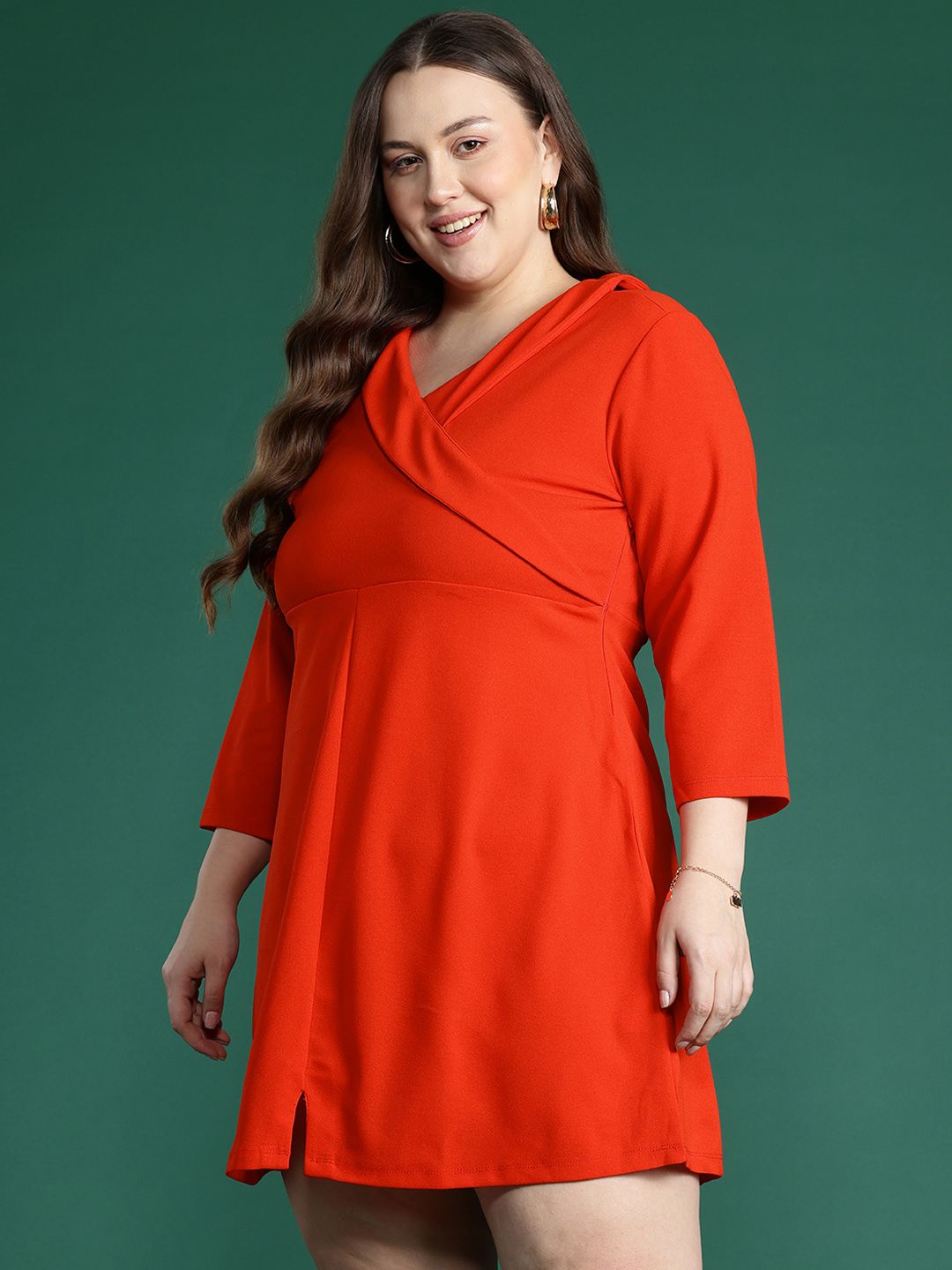 DressBerry Plus Size Layered Fit & Flare Mini Dress