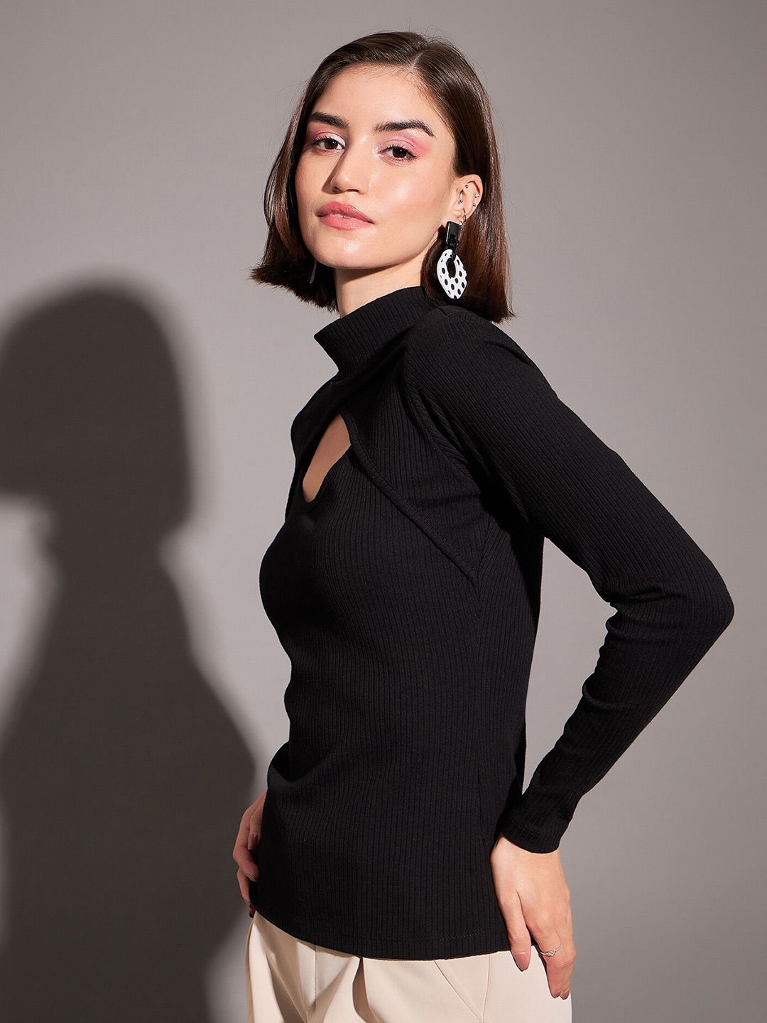 SASSAFRAS High Neck Cut Out Top