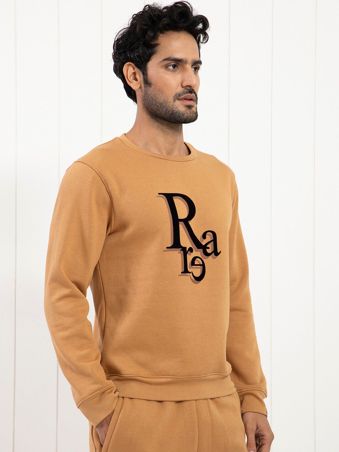 RARE RABBIT Men Argyll Typography Printed Sweatshirt