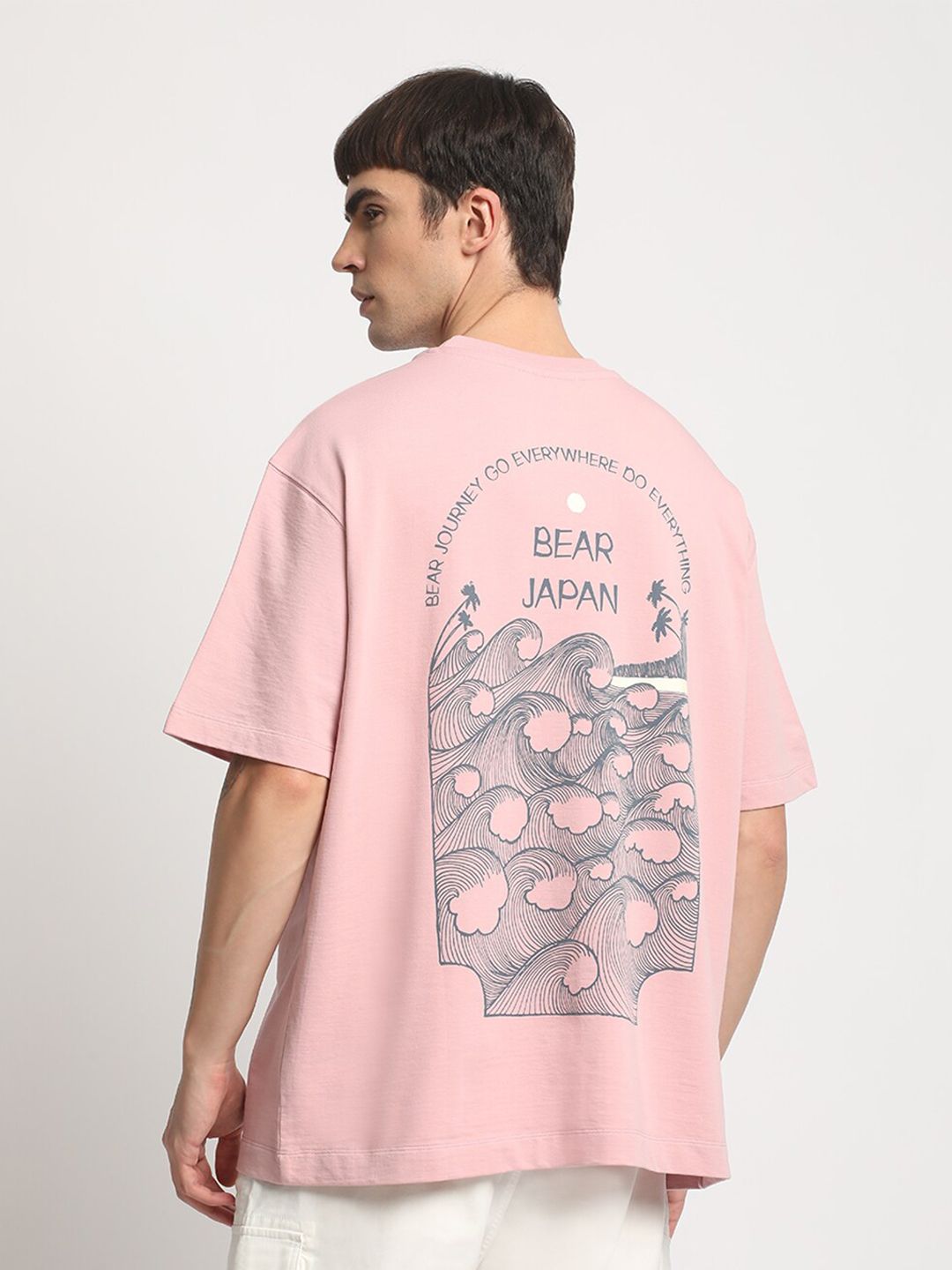 THE BEAR HOUSE Graphic Printed Round neck Loose Fit Cotton T-shirt