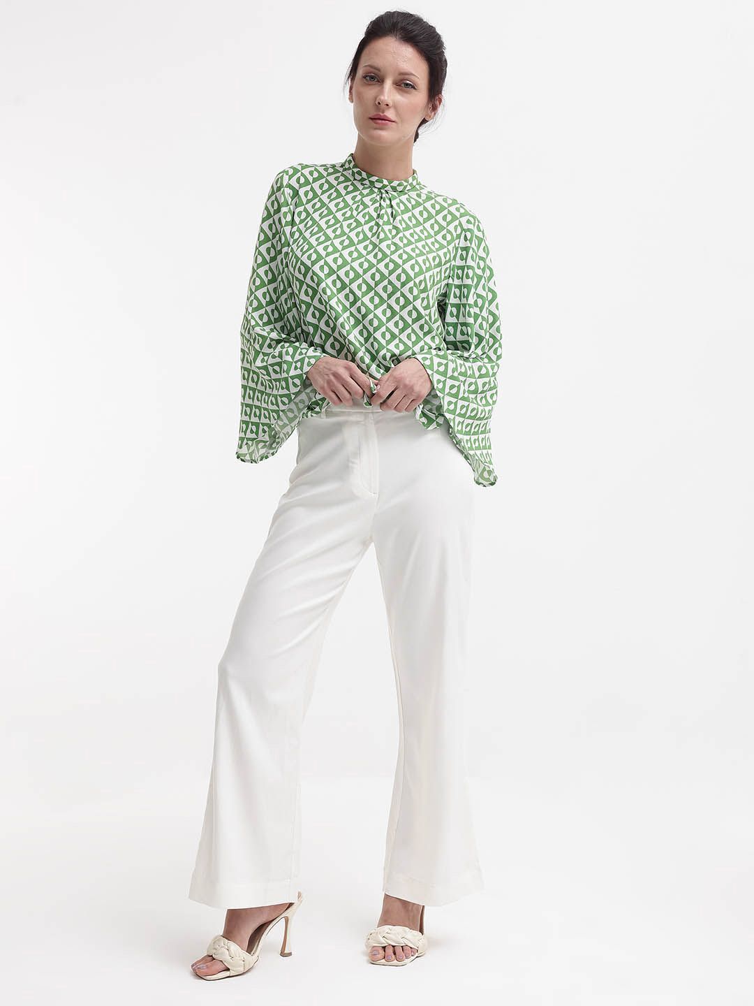 RAREISM Geometric Print Cotton Boxy Top