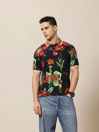 Mr Bowerbird Floral Printed Polo Collar Pure Cotton Tailored Fit T-shirt