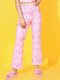 Tokyo Talkies Women Pink Floral Trousers