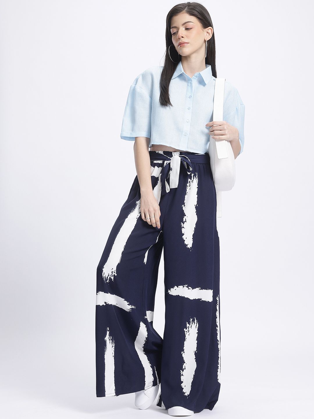 DressBerry Women Abstract Art Wide Leg Trousers