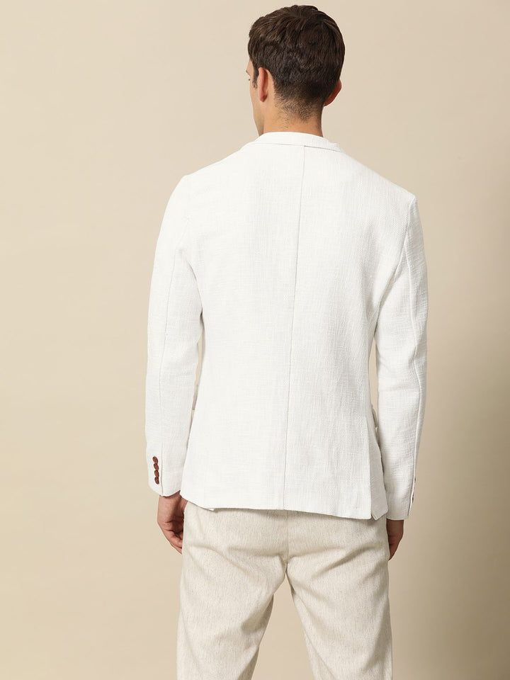 Mr Bowerbird  Pure Cotton Self Design Textured Tailored Fit Casual Blazers