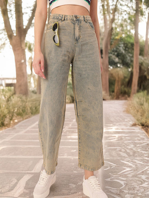 DressBerry Women Urban Classic Baggy Fit Faded Jeans