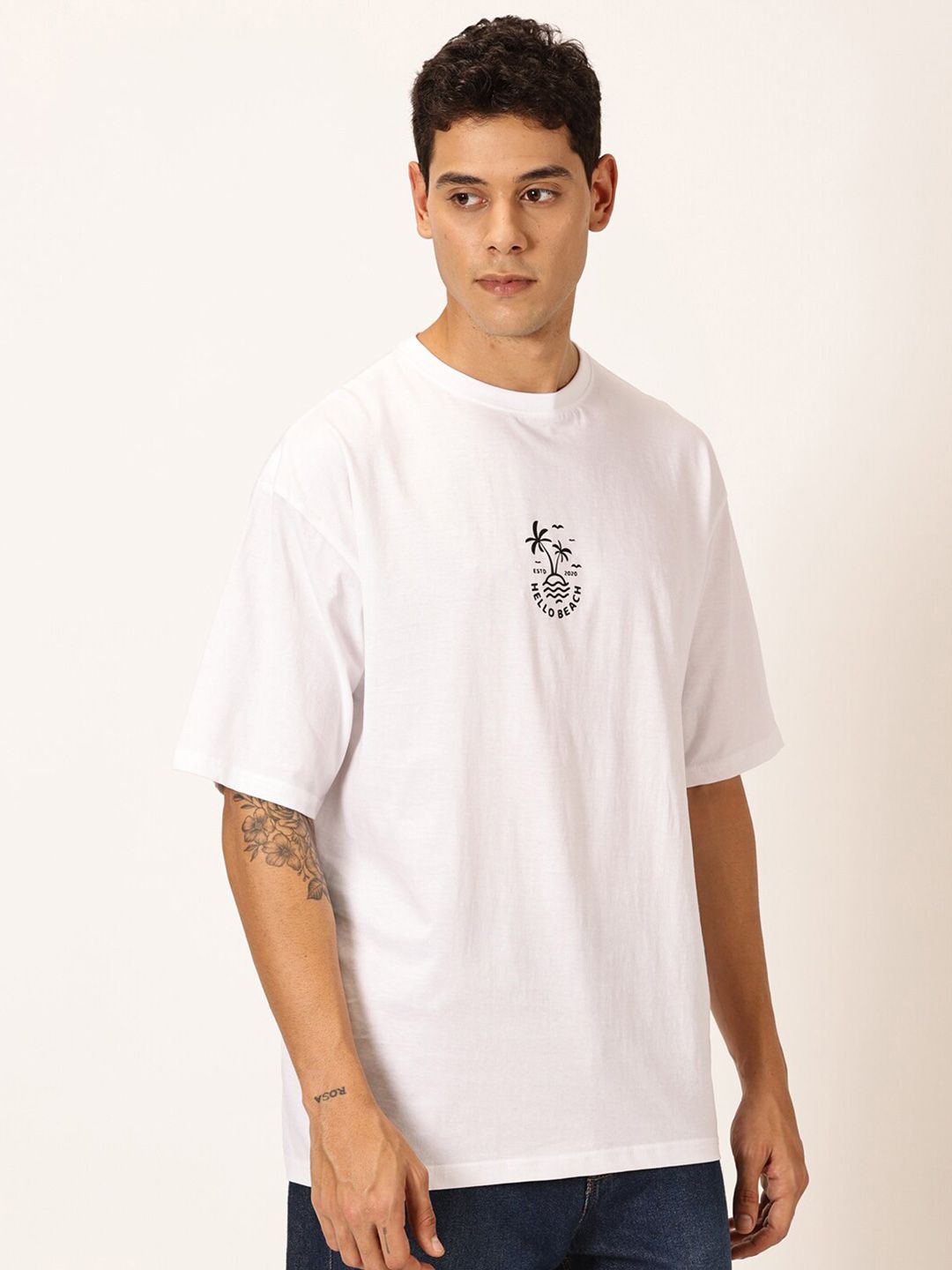 Thomas Scott Round Neck Typography Printed Pure Cotton Oversized T-shirt