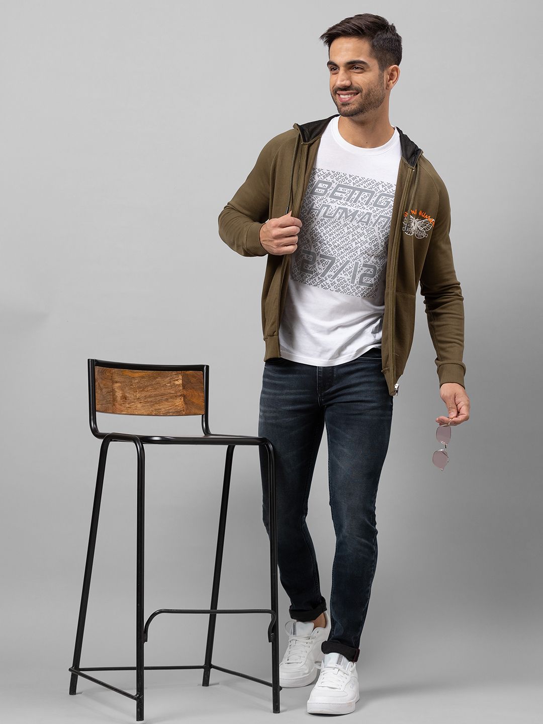 Being Human Men Olive Green Printed Sweatshirt