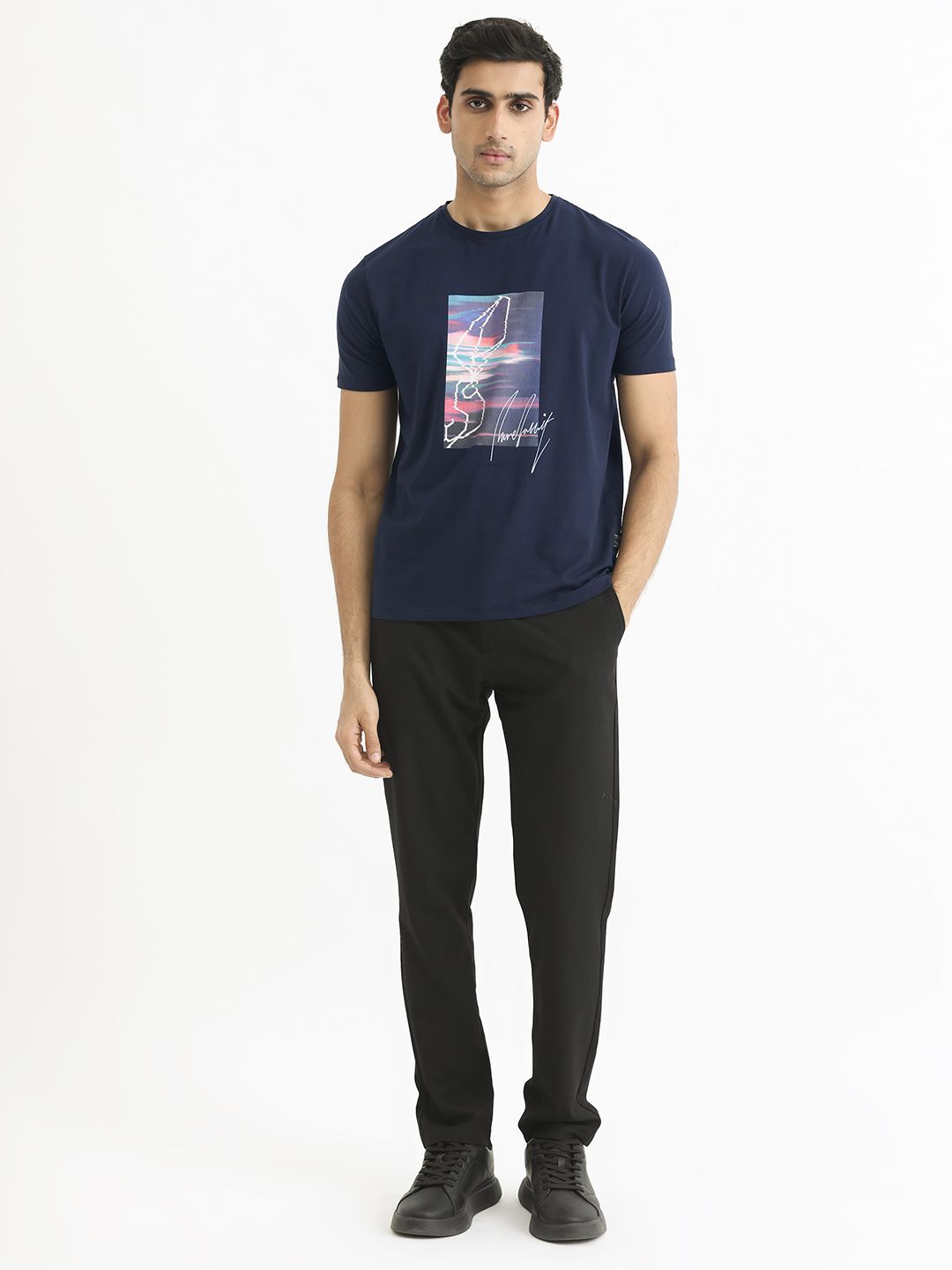 RARE RABBIT Men Rings-4 Slim Fit Solid Polo Collar T-Shirt