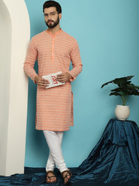 SOJANYA Mandarin Collar Embroidered Pure Cotton Kurta