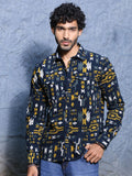 Thomas Scott Premium Slim Fit Geometric Printed Pure Cotton Corduroy Casual Shirt