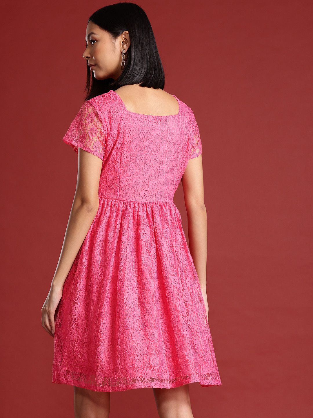 all about you Puff Sleeve Lace A-Line Dress