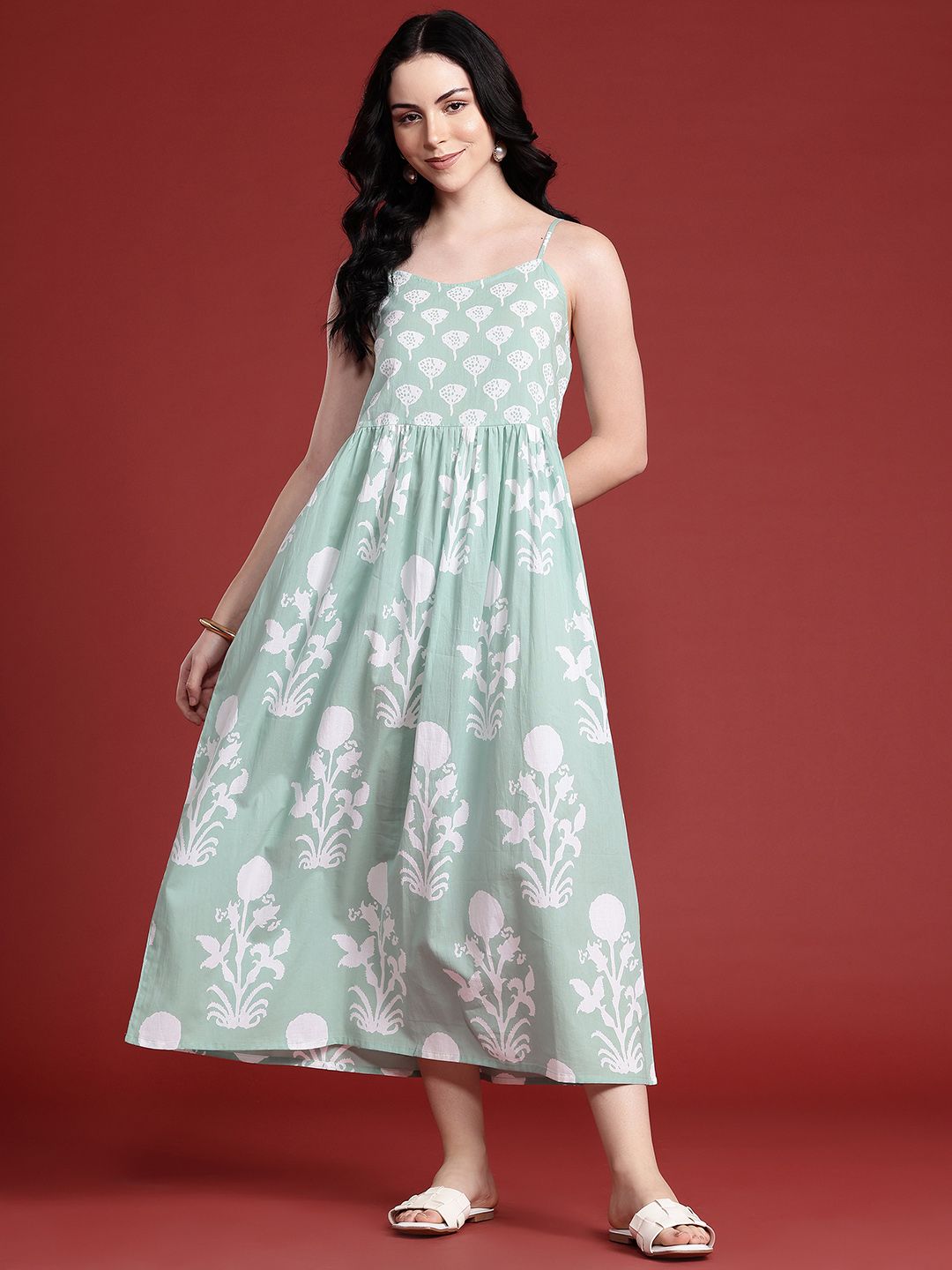 Anouk Floral Printed A-Line Ethnic Dress