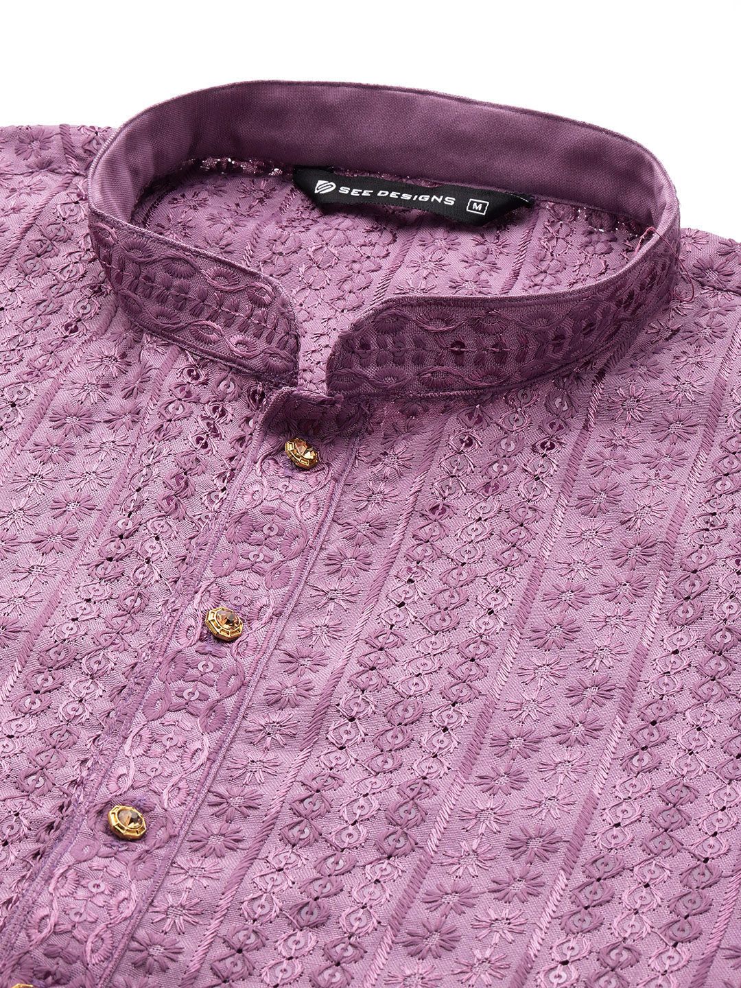 See Designs Men Embroidered Sequinned Kurta with Pyjamas