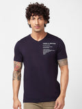 SPYKAR Typography Printed V-Neck Slim Fit Cotton Casual T-Shirt