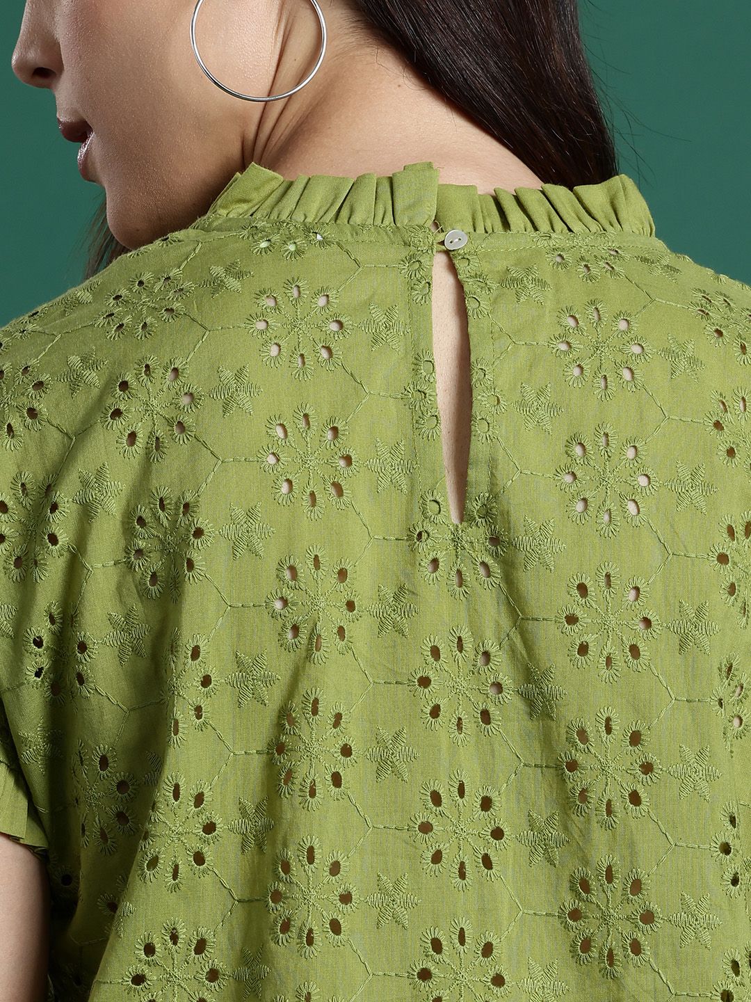 DressBerry Pure Cotton Extended Sleeves Schiffli Top