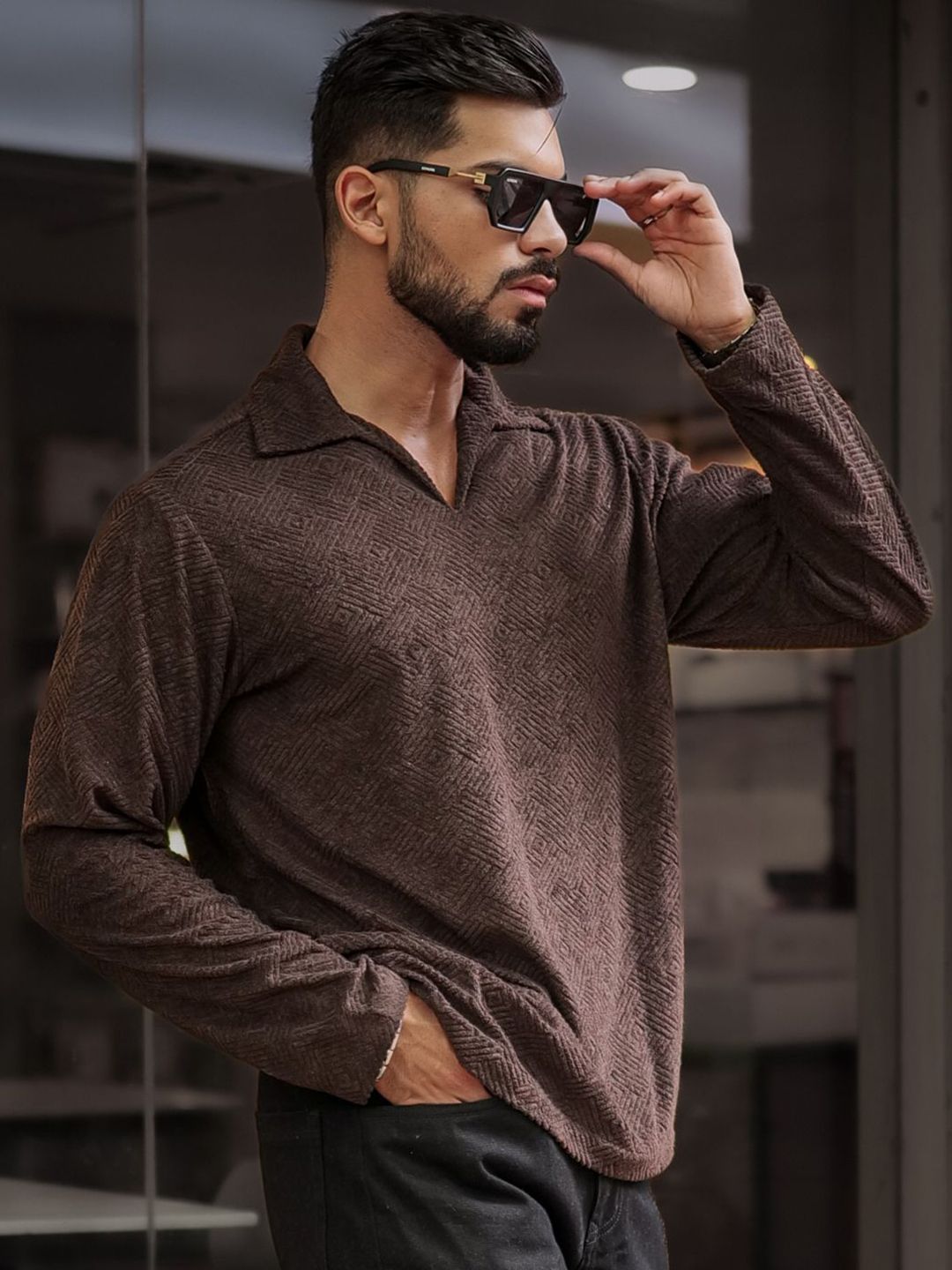 Powerlook Men Solid Polo Collar Cotton T-shirt