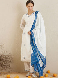 Indo Era Ethnic Motifs Embroidered Thread Work Pure Cotton Kurta with Trousers & Dupatta
