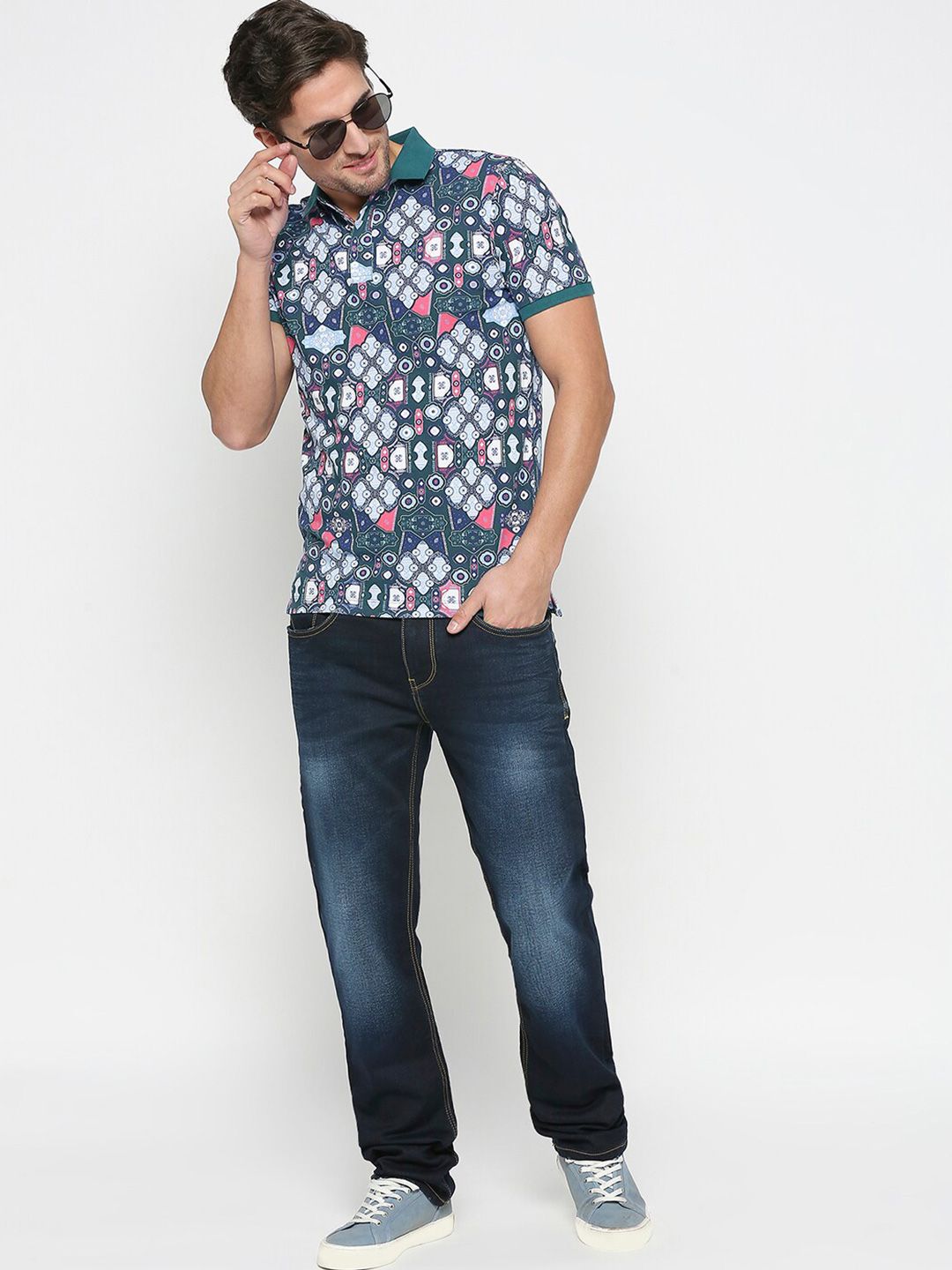 Being Human Geometric Printed Polo Collar T-shirt