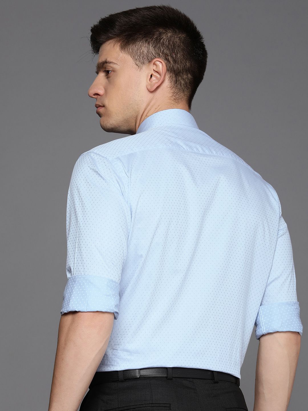 Raymond Pure Cotton Self Design Slim Fit Textured Formal Shirt