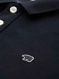 THE BEAR HOUSE Men Black Polo Collar Slim Fit T-shirt