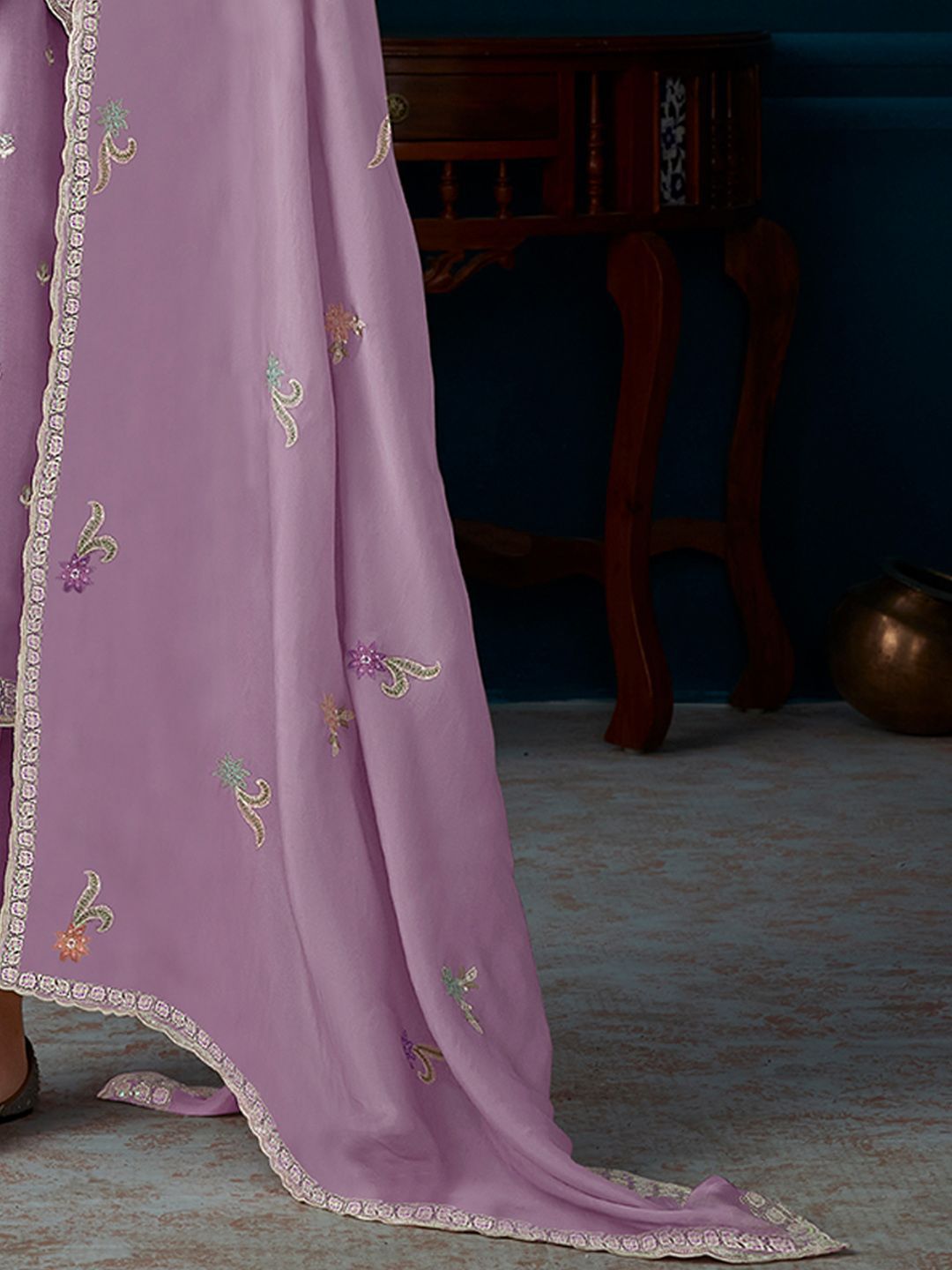 Indo Era Ethnic Motifs Embroidered Regular Beads And Stones Kurta With Trousers & Dupatta