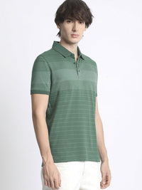 THE BEAR HOUSE Men Striped Polo Collar Slim Fit T-shirt