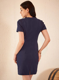 DENNISON Round Neck Sheath Mini Dress